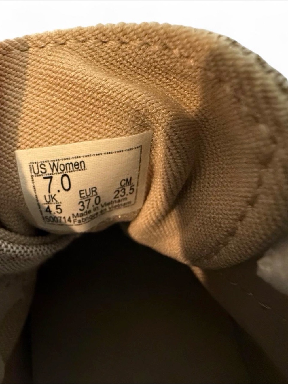 Vans Women’s Old Skool Canvas Sneakers in Taupe and White - Picture 8 of 8